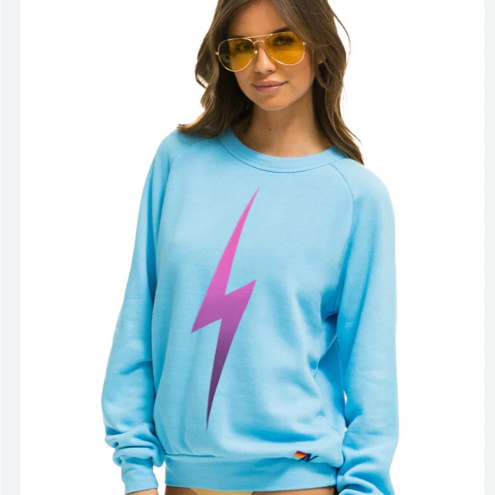 Aviator Nation Blue Pink Lightning Bolt Hoodie